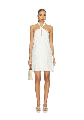 MINKPINK Gaia Embroidered Mini Dress in White. Size L. Also in M, S, XL, XS.