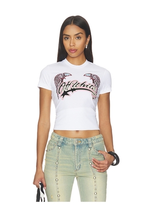 OFF-WHITE Swarovski Double Eagle Slim Tee in Black & White. Size M. Also in S, XS.