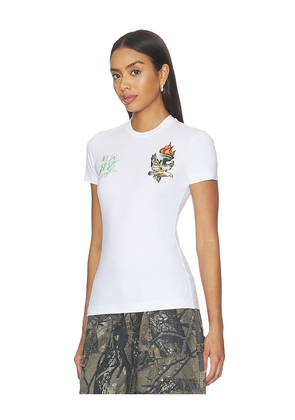 OFF-WHITE Show Nyl Slim Tee in White. Size M. Also in XS, S.