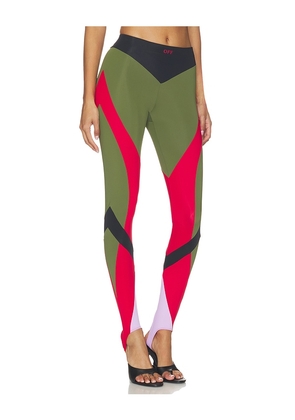 OFF-WHITE Ly Color Block Legging in Green. Size 36. Also in 38, 40.