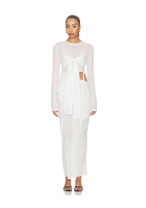 KETTEL ATELIER Knit Tie Dress in White. Size L. Also in M, S.