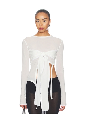 KETTEL ATELIER Lena Knit Tie Top in White. Size M. Also in S.