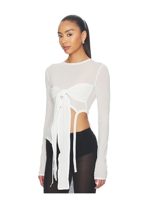KETTEL ATELIER Lena Knit Tie Top in White. Size M. Also in S, L.