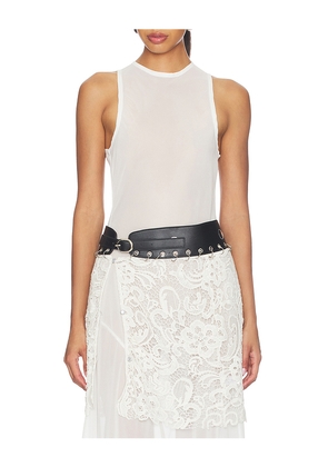 KETTEL ATELIER Kita Crochet Belt Short in Black & White.