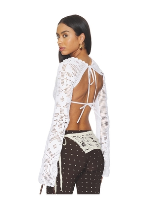 KETTEL ATELIER Talia Crochet Blouse in White. Size L. Also in S, M.