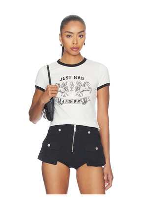 Markgong Fun Ride Printed T-shirt in White. Size L. Also in M, S.