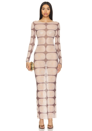 superdown Amaya Maxi Dress in Brown. Size L. Also in XS, S, M, XXS.
