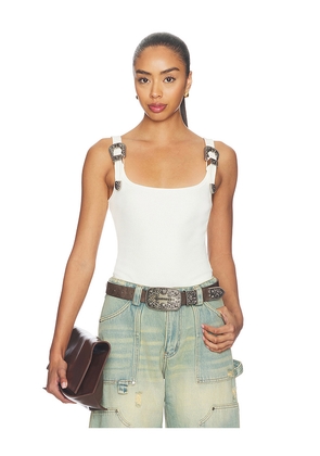 Markgong Tank Top With Metal Buckle Straps in White. Size M. Also in S.
