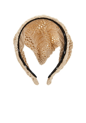 Lele Sadoughi Jackie Crochet Raffia Handkerchief Headband in Neutral.