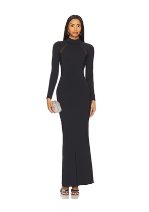 SEROYA Krystal Maxi Dress With Mesh Paneling in Black. Size L. Also in S.