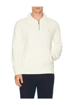 Polo Ralph Lauren Loopback Fleece Quarter-Zip Sweatshirt in Cream. Size S. Also in XXL/2X.
