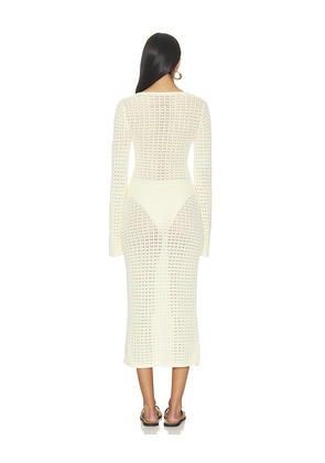 Stone Cold Fox x REVOLVE Averi Pointelle Midi Dress in Yellow. Size L. Also in M, S, XS.