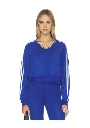 Splits59 Ellie Fleece V Neck Sweatshirt in Blue. Size L. Also in M, S, XL, XS.