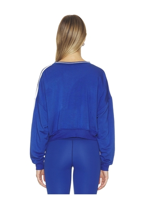 Splits59 Ellie Fleece V Neck Sweatshirt in Blue. Size L. Also in S, XS, M, XL.