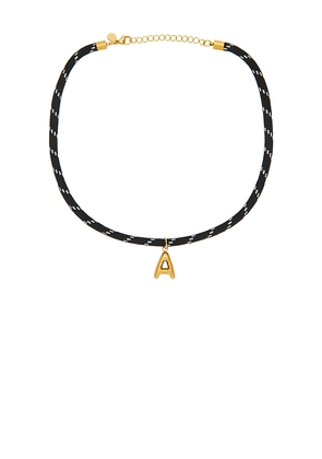 petit moments Bubble Initial Paracord Necklace in Black. Size A. Also in B, C, D, E, F, G, H, J, K, L, M, N, O, P, R, S, T.