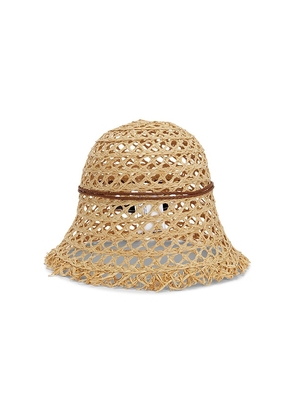 Ruslan Baginskiy Cut Out Straw Bucket Hat in Beige. Size S/M. Also in M/L.