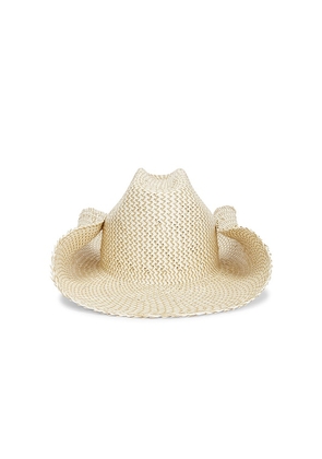 Ruslan Baginskiy Monogram-embellished Straw Cowboy Hat in Beige. Size XS. Also in S, M, XL.