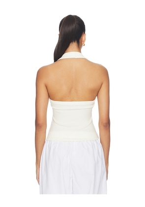 PISTOLA Nattie Modal Halter Tank Top in White. Size L. Also in S, M.