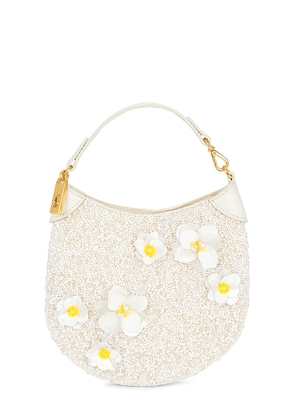 Polo Ralph Lauren Beaded Pouch Small Shoulder Bag in Ivory.