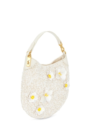 Polo Ralph Lauren Beaded Pouch Small Shoulder Bag in Ivory.
