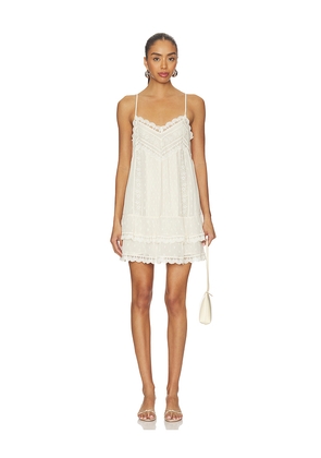 ROCOCO SAND Lace Detail Mini Dress in Cream. Size L. Also in M, XL, XS, XXL, XXS.