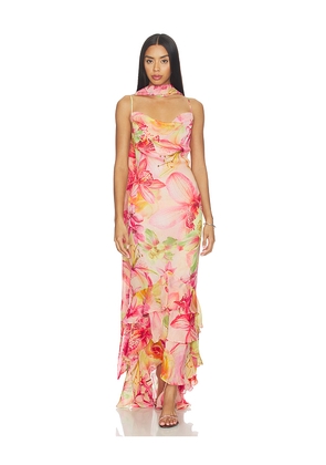 ROCOCO SAND Cowl Maxi Dress With Sash Pink in Pink. Size L. Also in S, XXS, XS, M, XL, XXL.