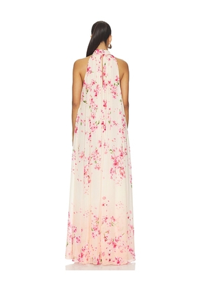 ROCOCO SAND Flared Maxi Dress in Peach. Size L. Also in S, M, XXL.
