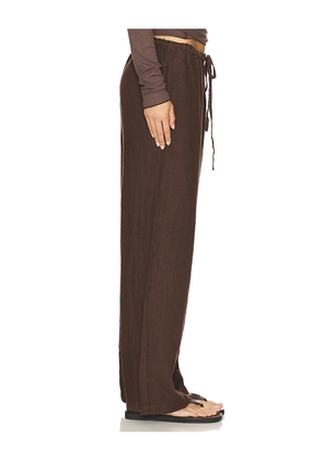 VIR VITA Delphine Linen Pant in Chocolate. Size L. Also in S, XS, M.