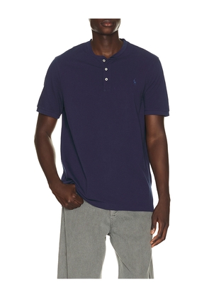 Polo Ralph Lauren Short Sleeve Garment Dyed Featherweight Mesh Henley T-Shirt in Blue. Size L. Also in S, M, XL/1X, XXL/2X.