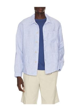 Polo Ralph Lauren Slubby Linen Striped Chore Overshirt in Blue. Size L. Also in S, M, XL/1X, XXL/2X.