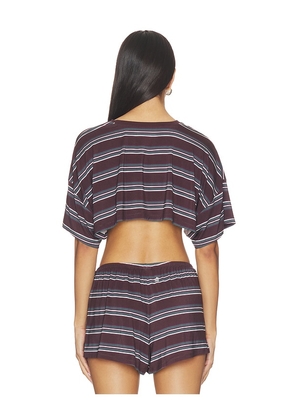 WeWoreWhat Cropped Tee in Brown,Slate. Size L. Also in S, XS, M, XL.