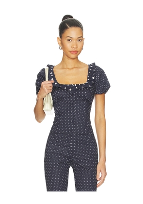 WeWoreWhat Ruffle Button Up Top in Navy. Size M. Also in S, XS.