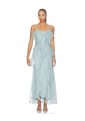 AMUR Ruthie Cascade Maxi Dress in Blue. Size 0. Also in 00, 2, 4, 6, 10, 12.