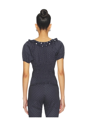 WeWoreWhat Ruffle Button Up Top in Navy. Size M. Also in S, XS.