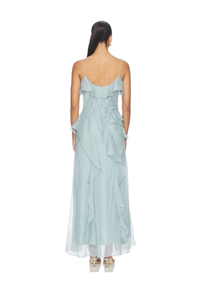 AMUR Ruthie Cascade Maxi Dress in Blue. Size 0. Also in 00.