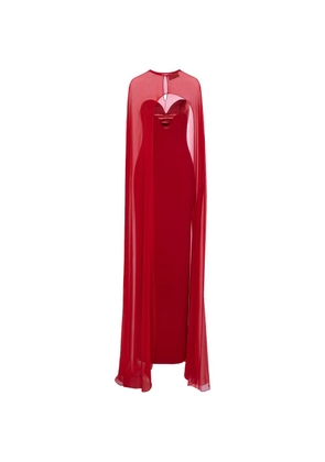 V:PM ATELIER Sindel velvet-panel cape maxi dress - Red