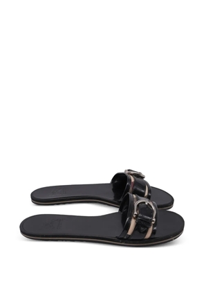 Burberry Pre-Owned Check Canvas buckle sandals - Black