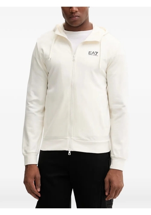 Ea7 Emporio Armani zip-up logo-detail hoodie - White