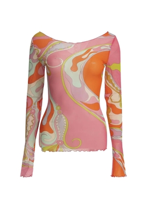 PUCCI Iride-print mesh long-sleeve top - Pink
