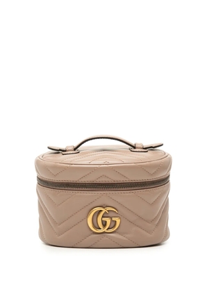 Gucci Pre-Owned 2000-2015 Mini GG Marmont Round Leather vanity bag - Brown