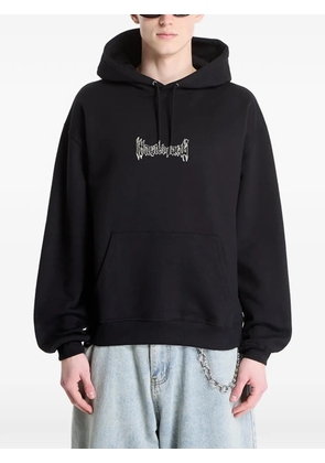 WASTED snake-print logo-embroidered hoodie - Black