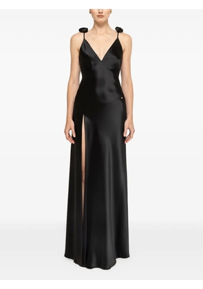 NISSA floral-detail open-back maxi dress - Black