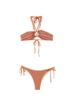 COTAZUR glitter-effect halterneck bikini - Orange