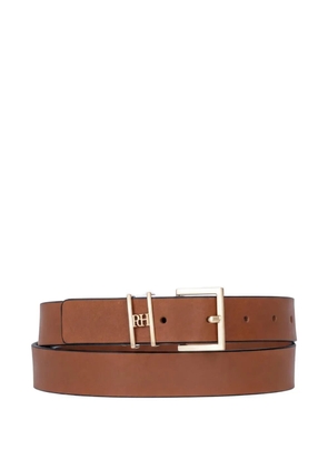 Pedro Del Hierro logo-detail square buckle belt - Brown