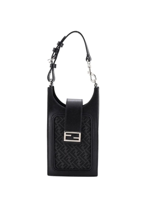 Fendi Pre-Owned Phone Holder Bag Zucca Canvas and Leather shoulder bag - Black