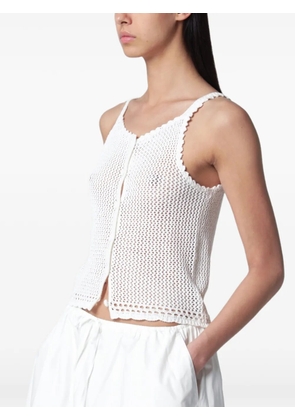 DUNST crochet-knit bustier linen top - White