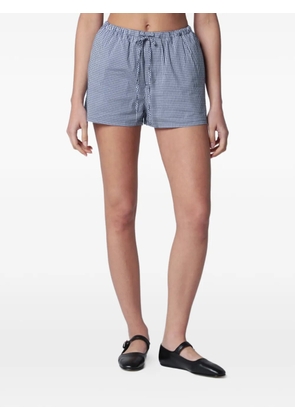 DUNST Pajama gingham-check drawstring shorts - Blue