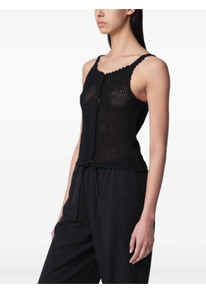 DUNST crochet-knit button-up top - Black