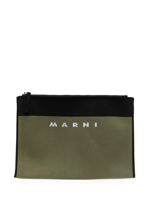 Marni logo-jacquard clutch bag - Green