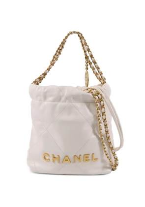 CHANEL Pre-Owned mini 22 chain-strap calfskin tote bag - White